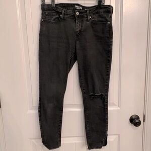 💐5/25 Levi’s Dennison modern ankle skinny slim leg black denim destroyed jeans